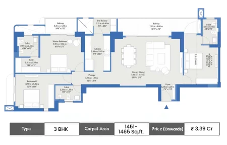 3 BHK Floor Plan