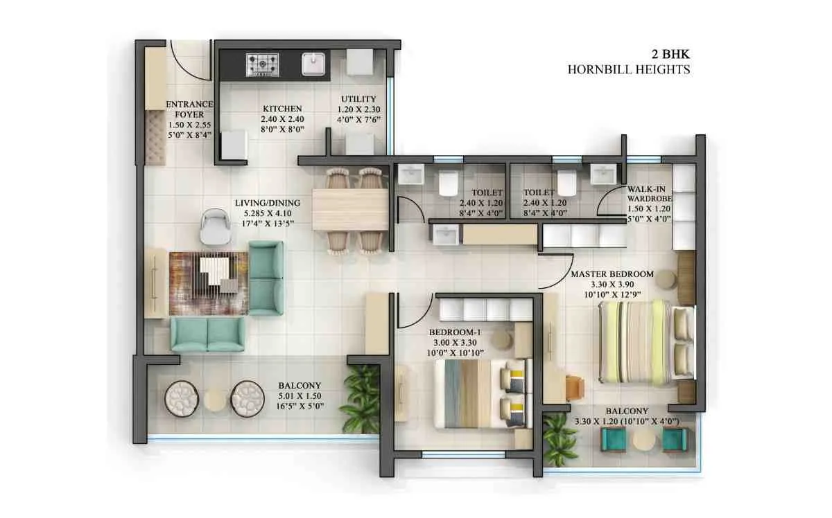 2 BHK Floor Plan