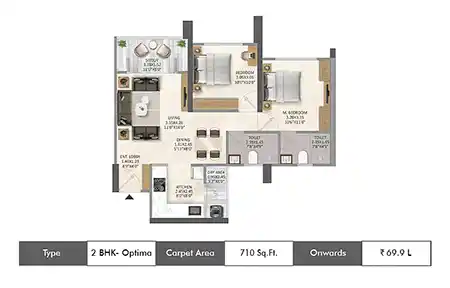 2 BHK Floor Plan