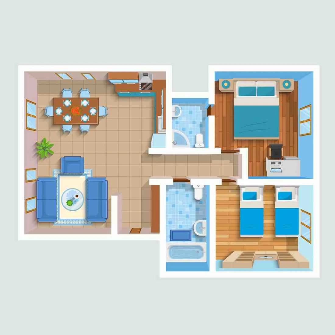 2 BHK Floor Plan
