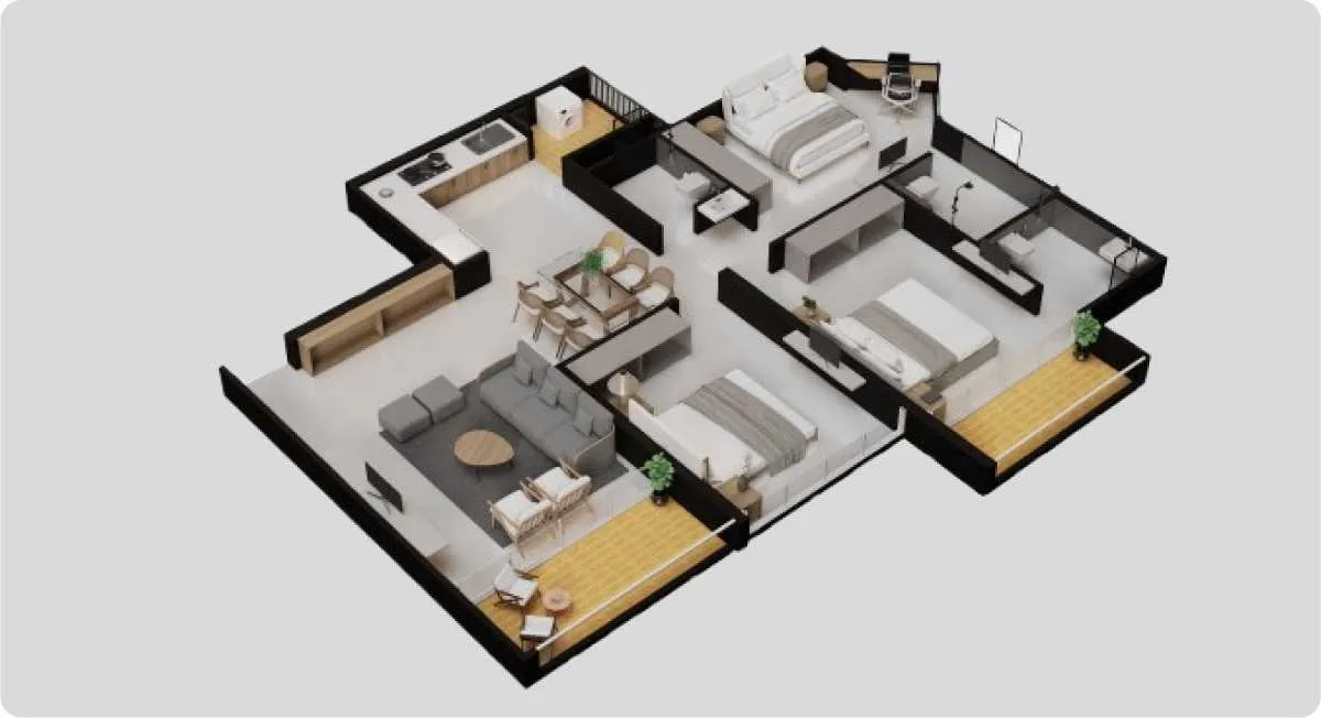 3 BHK Floor Plan