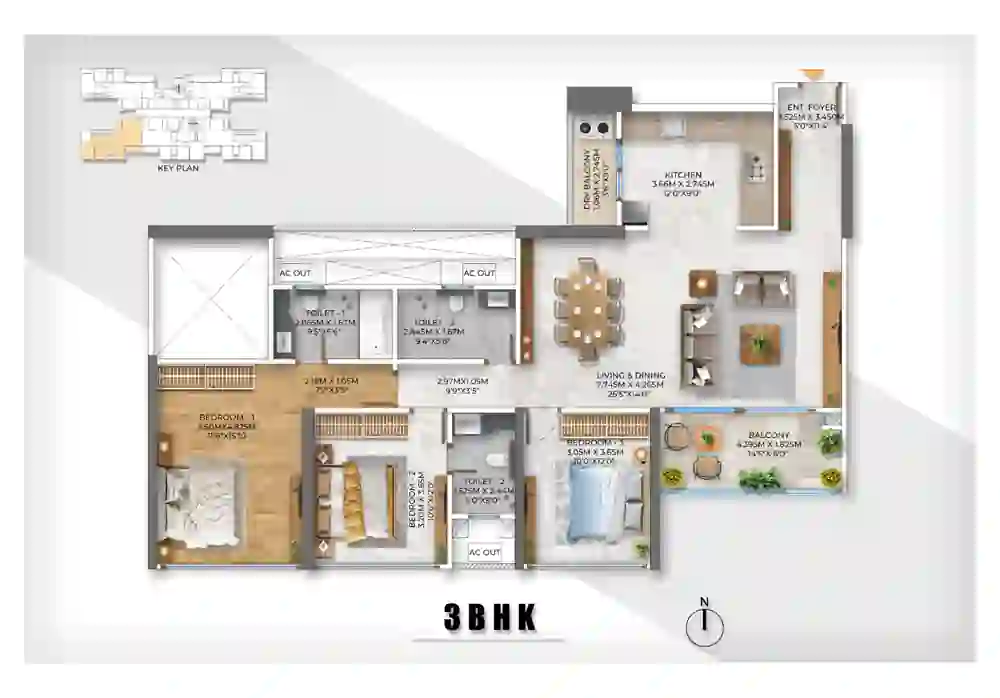 3 BHK Floor Plan