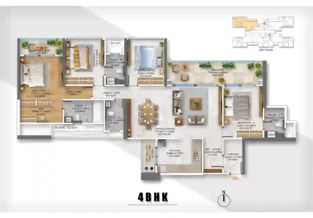 4 BHK Floor Plan