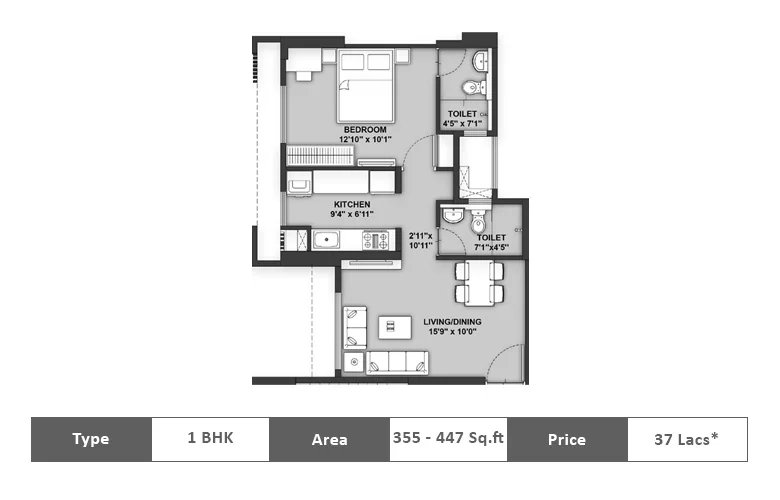1 BHK Floor Plan